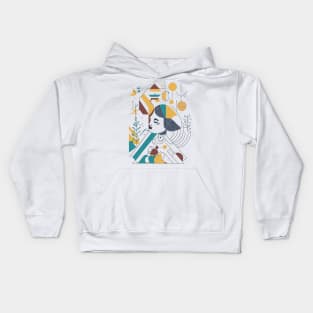 Bohemian Style Geometric Shapes with a Girl Kids Hoodie